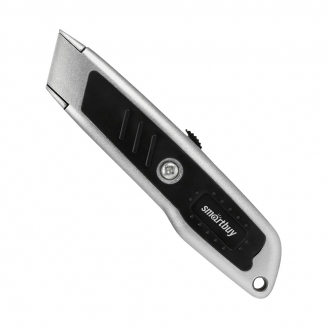 Строительный нож, трапециевидное лезвие, прорезиненный стальной корпус, Smartbuy Tools